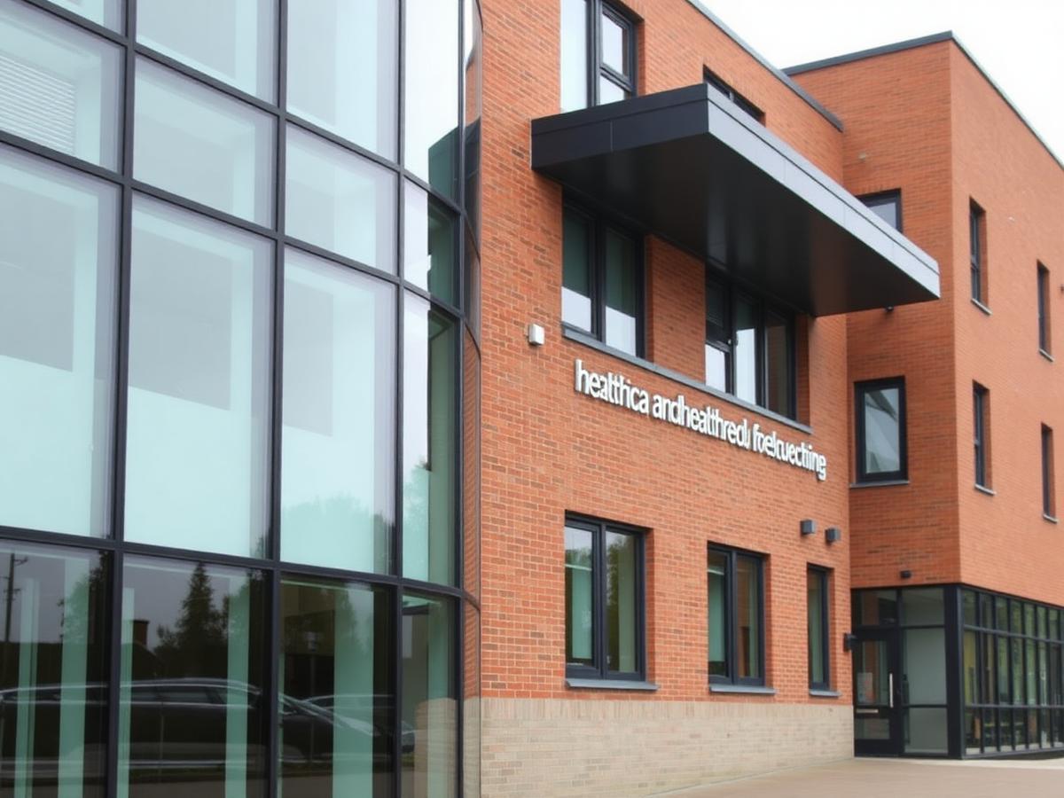 Modern brick and glass healthcare and education building exterior